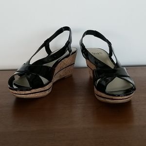 Wedge Platform Patent Sandals